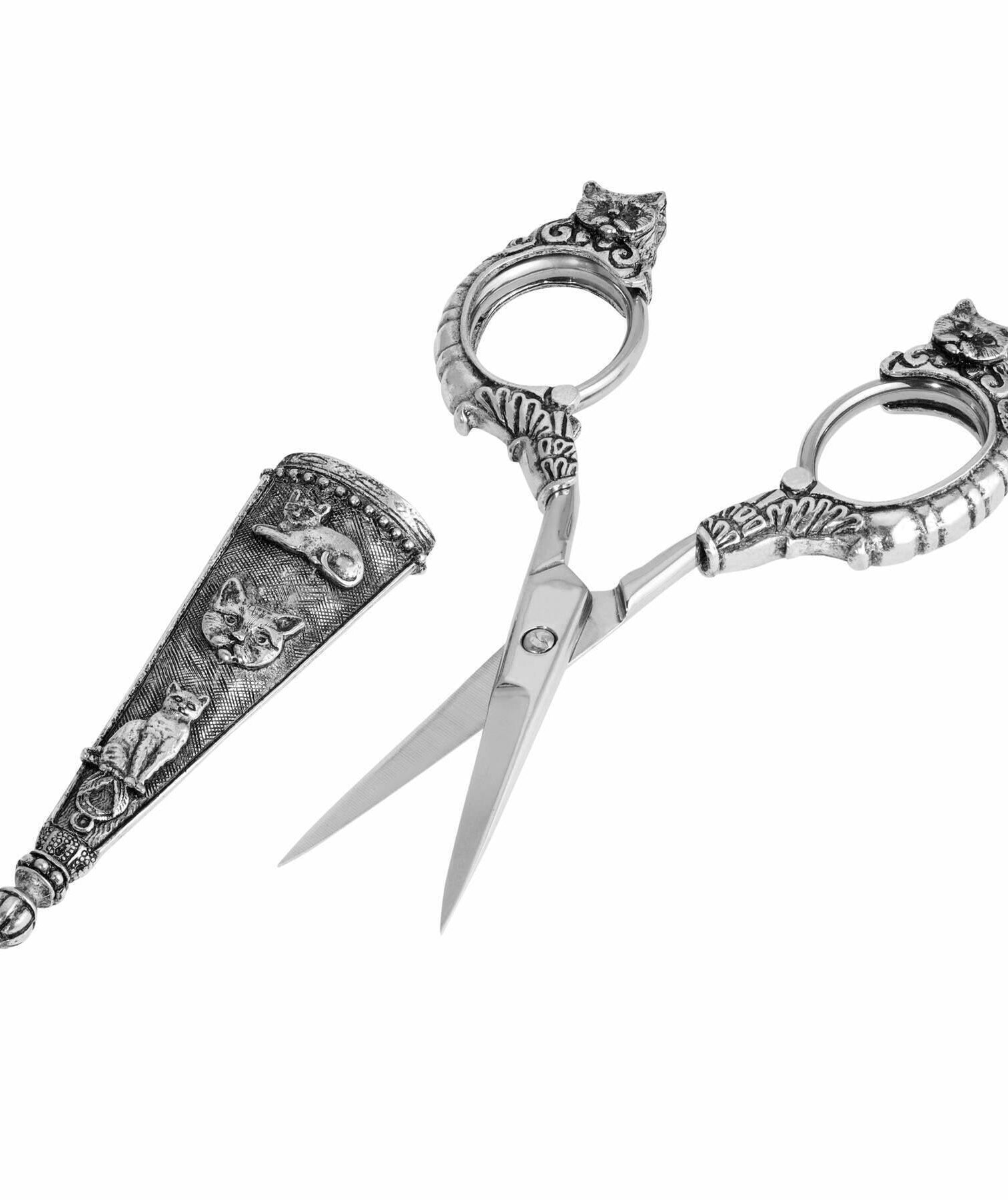 1928 Jewelry Antiqued Classic Cat Scissors