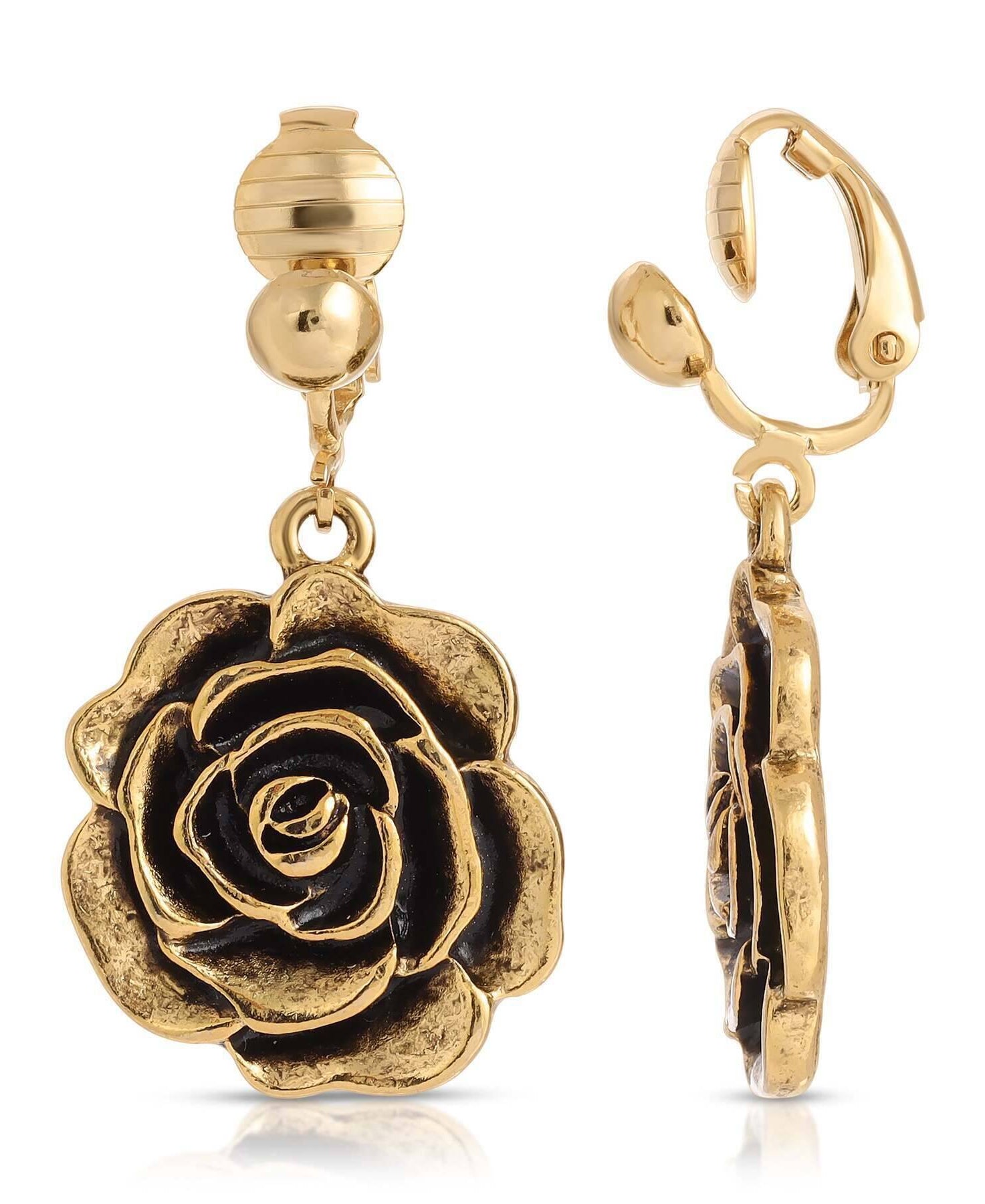 1928 Jewelry Rose Clip On Earrings