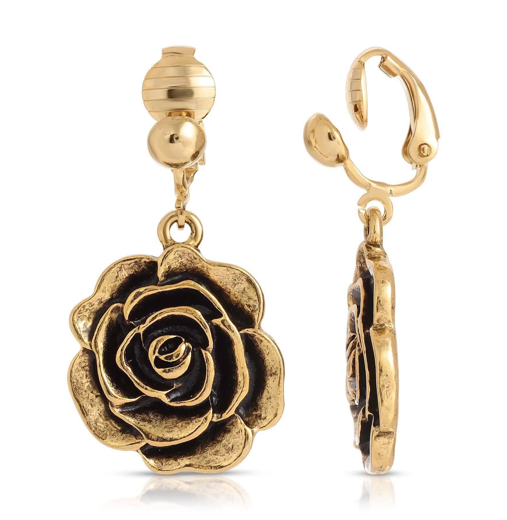 1928 Jewelry Rose Clip On Earrings
