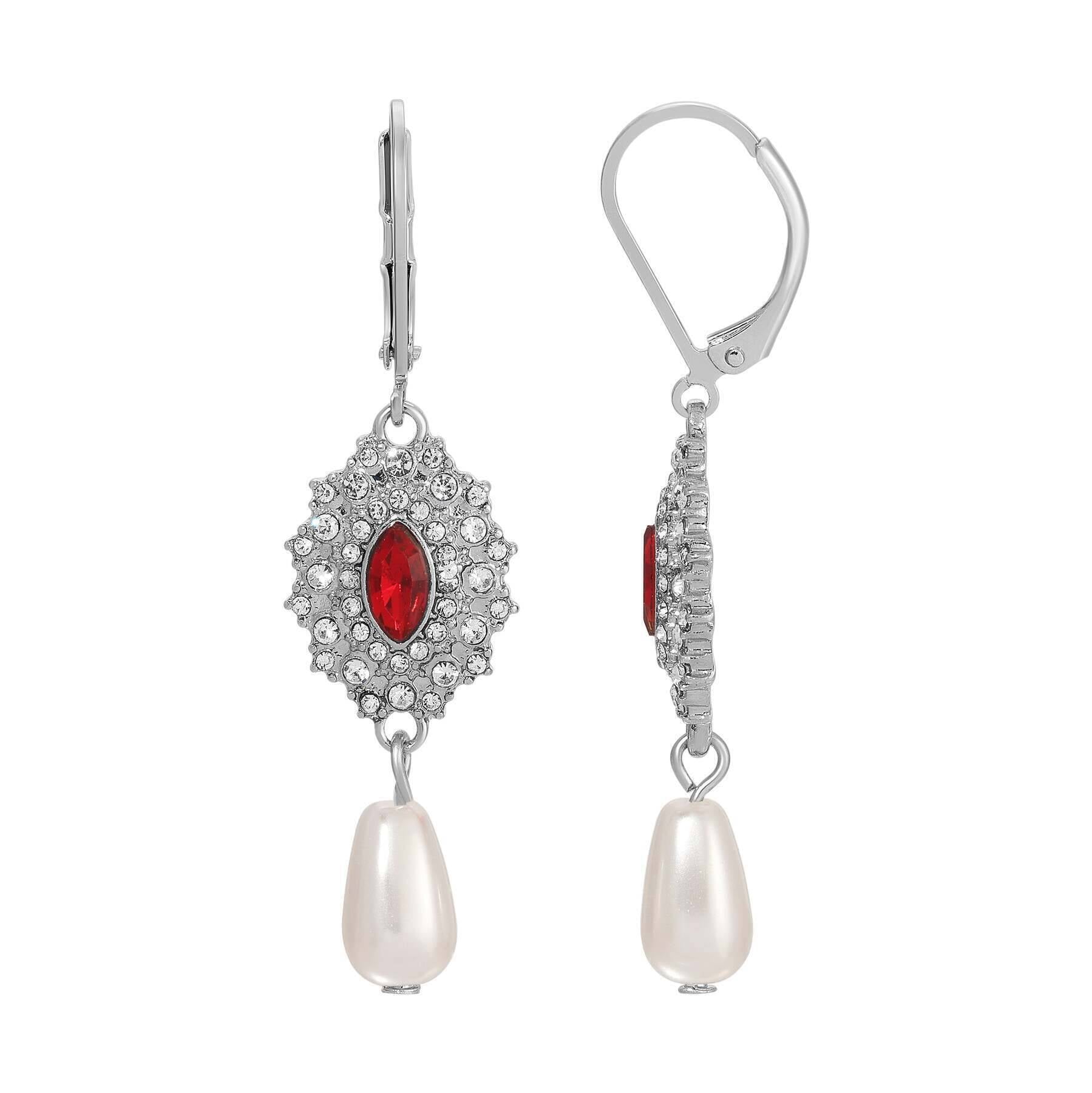 Regency Starburst Crystal Pearl Drop Earrings