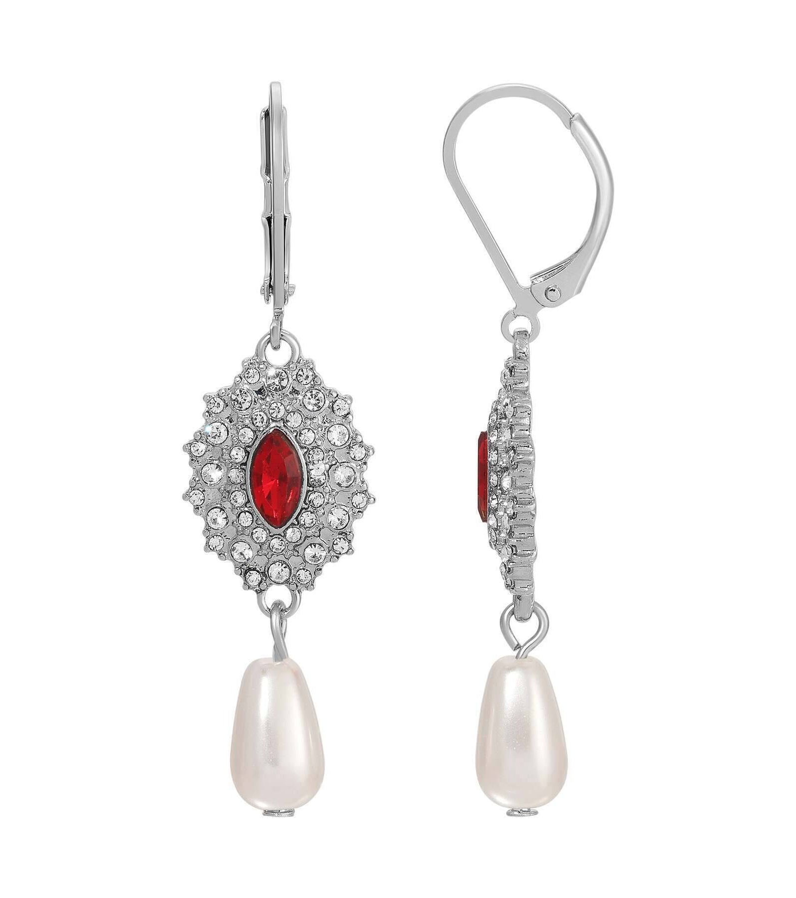 Regency Starburst Crystal Pearl Drop Earrings