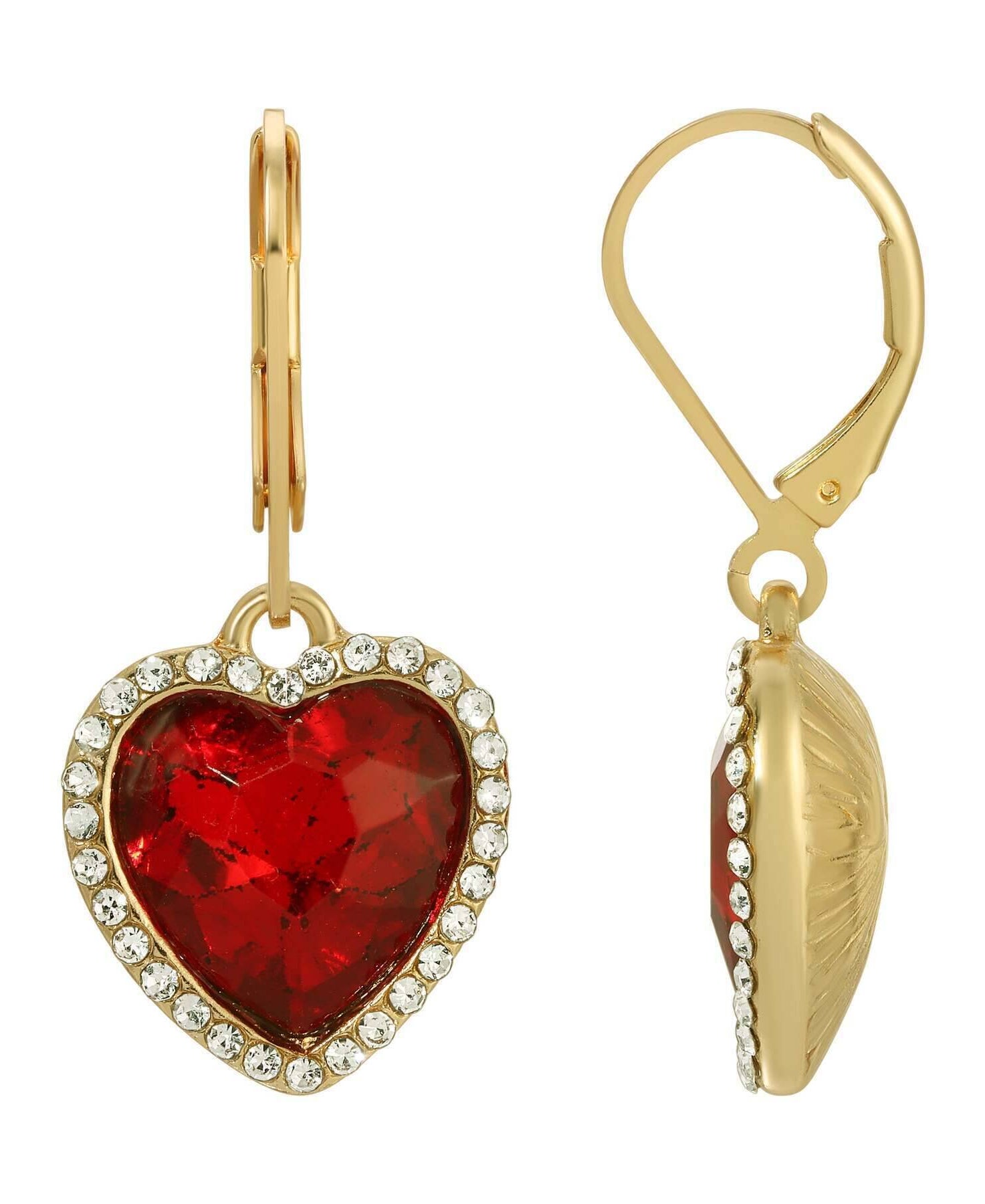 Regency Stone Heart Crystal Drop Earrings