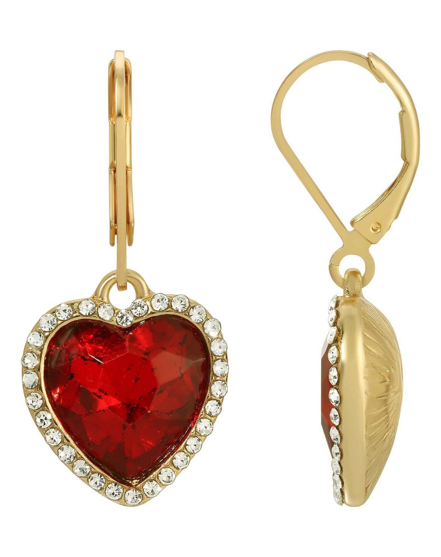 Regency Stone Heart Crystal Drop Earrings