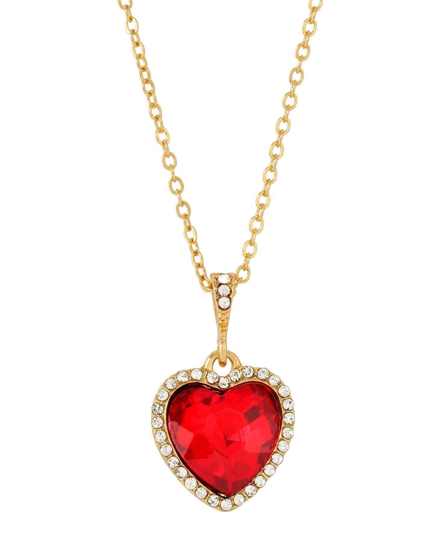 Regency Stone Heart Crystal Pendant Necklace 16" + 3" Extender