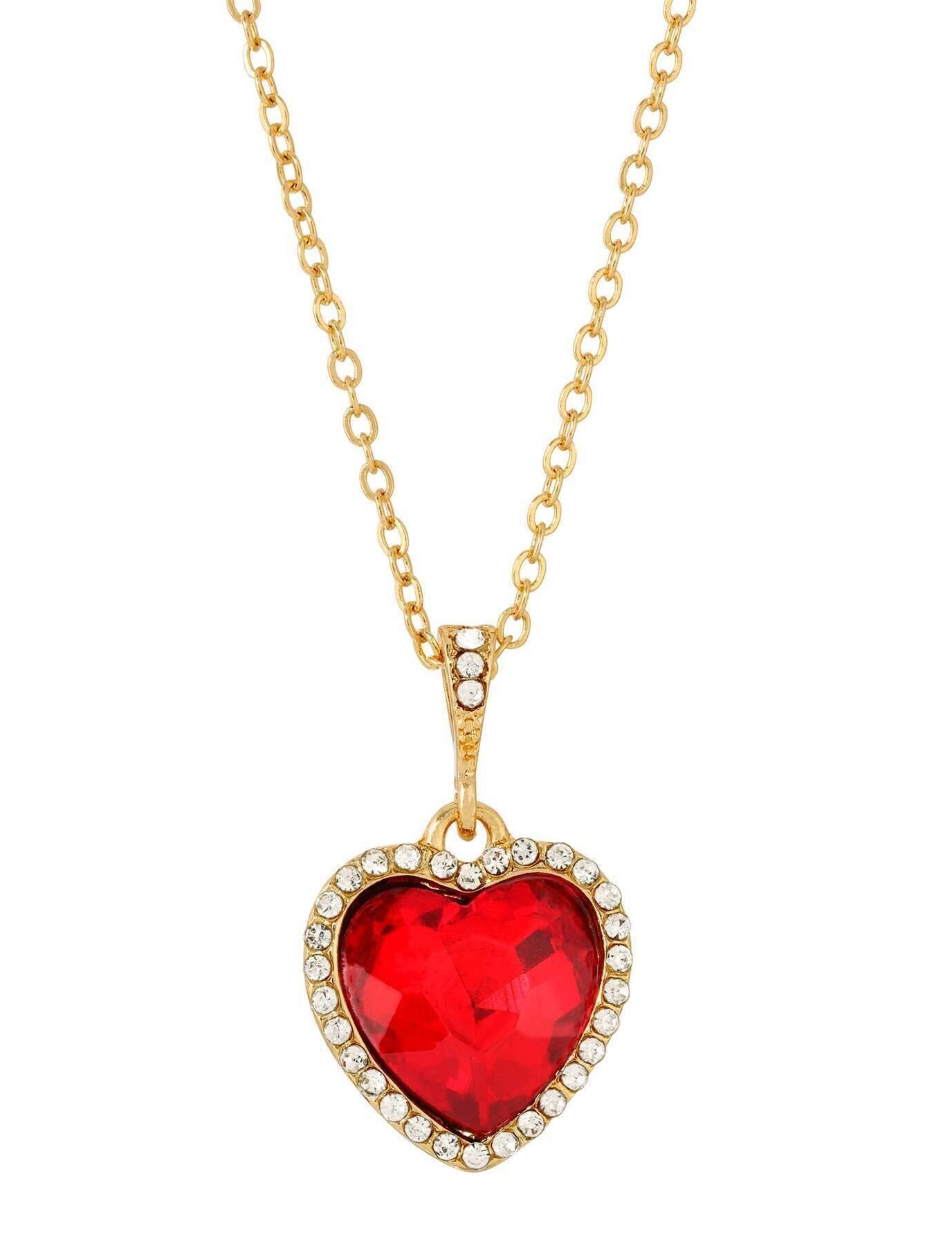 Regency Stone Heart Crystal Pendant Necklace 16" + 3" Extender