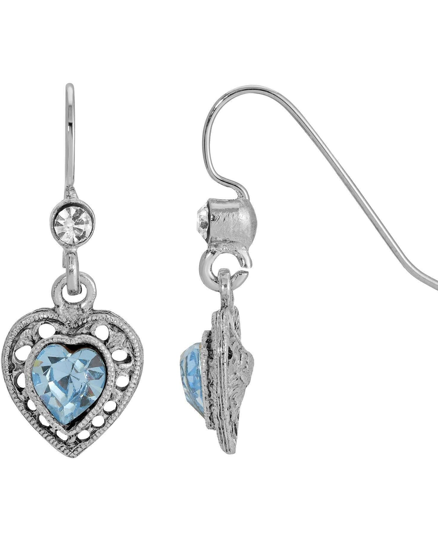 1928 Jewelry Antiqued Heart Crystal Drop Earrings