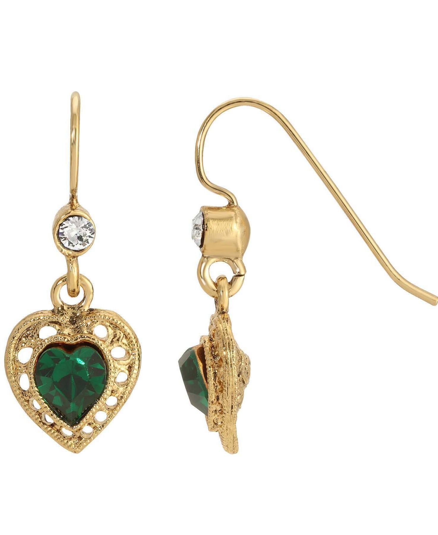 1928 Jewelry Petite Crystal Heart Drop Earrings