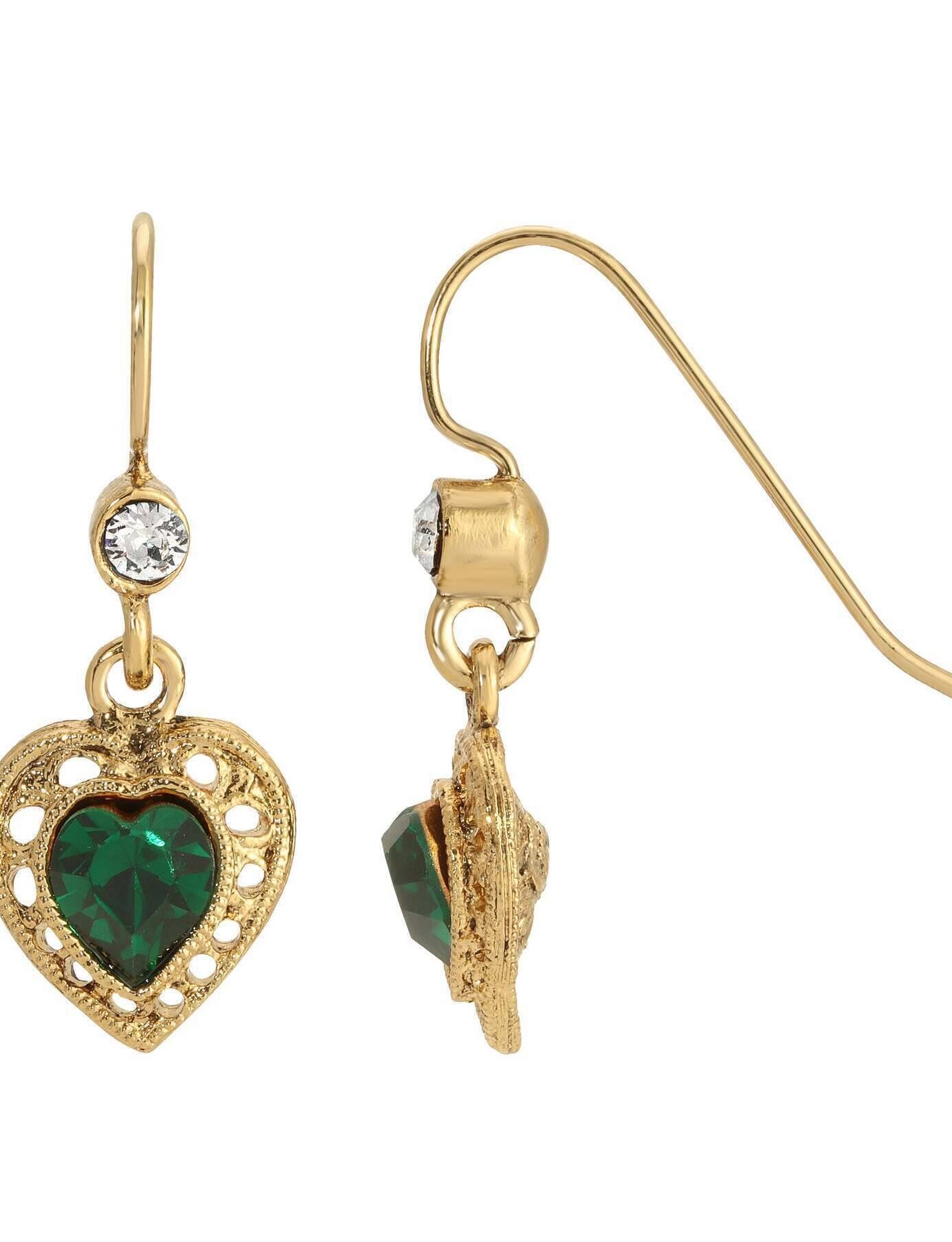 1928 Jewelry Petite Crystal Heart Drop Earrings