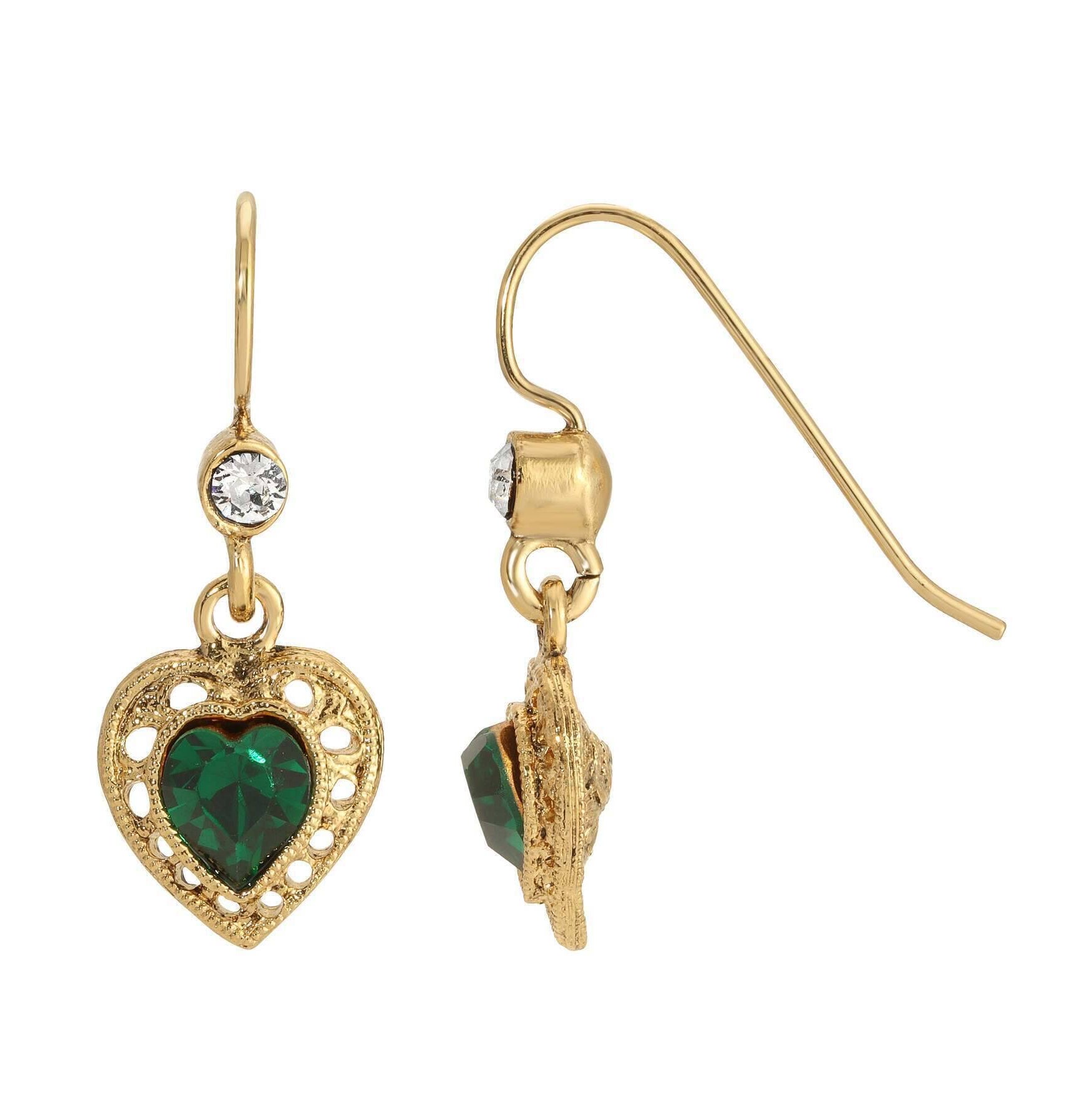 1928 Jewelry Petite Crystal Heart Drop Earrings