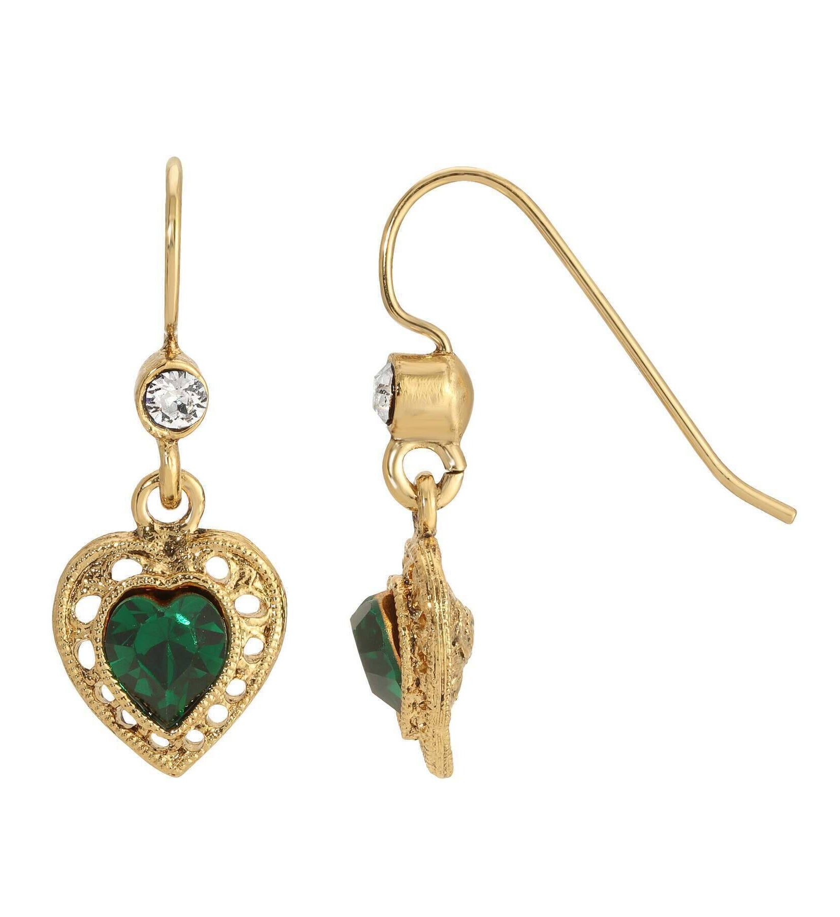 1928 Jewelry Petite Crystal Heart Drop Earrings
