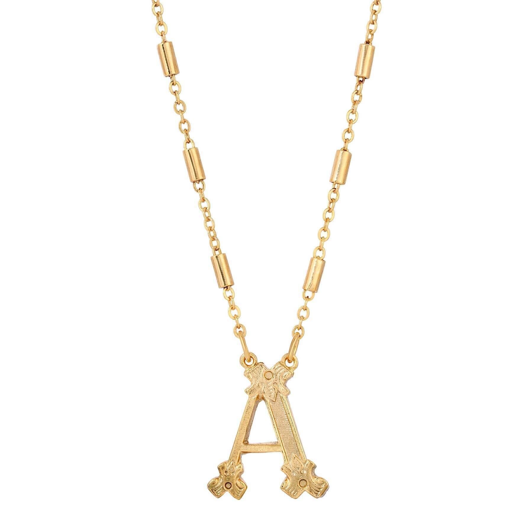 1928 Jewelry Old Fashioned Initial Pendant Necklace 15" + 3" Extender