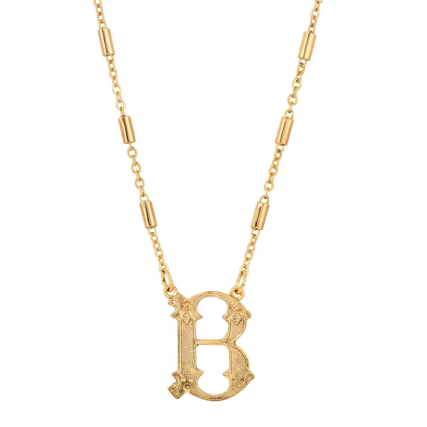 1928 Jewelry Old Fashioned Initial Pendant Necklace 15" + 3" Extender