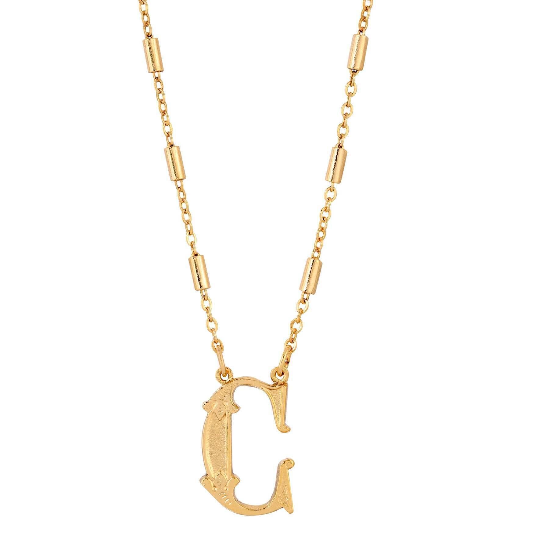 1928 Jewelry Old Fashioned Initial Pendant Necklace 15" + 3" Extender