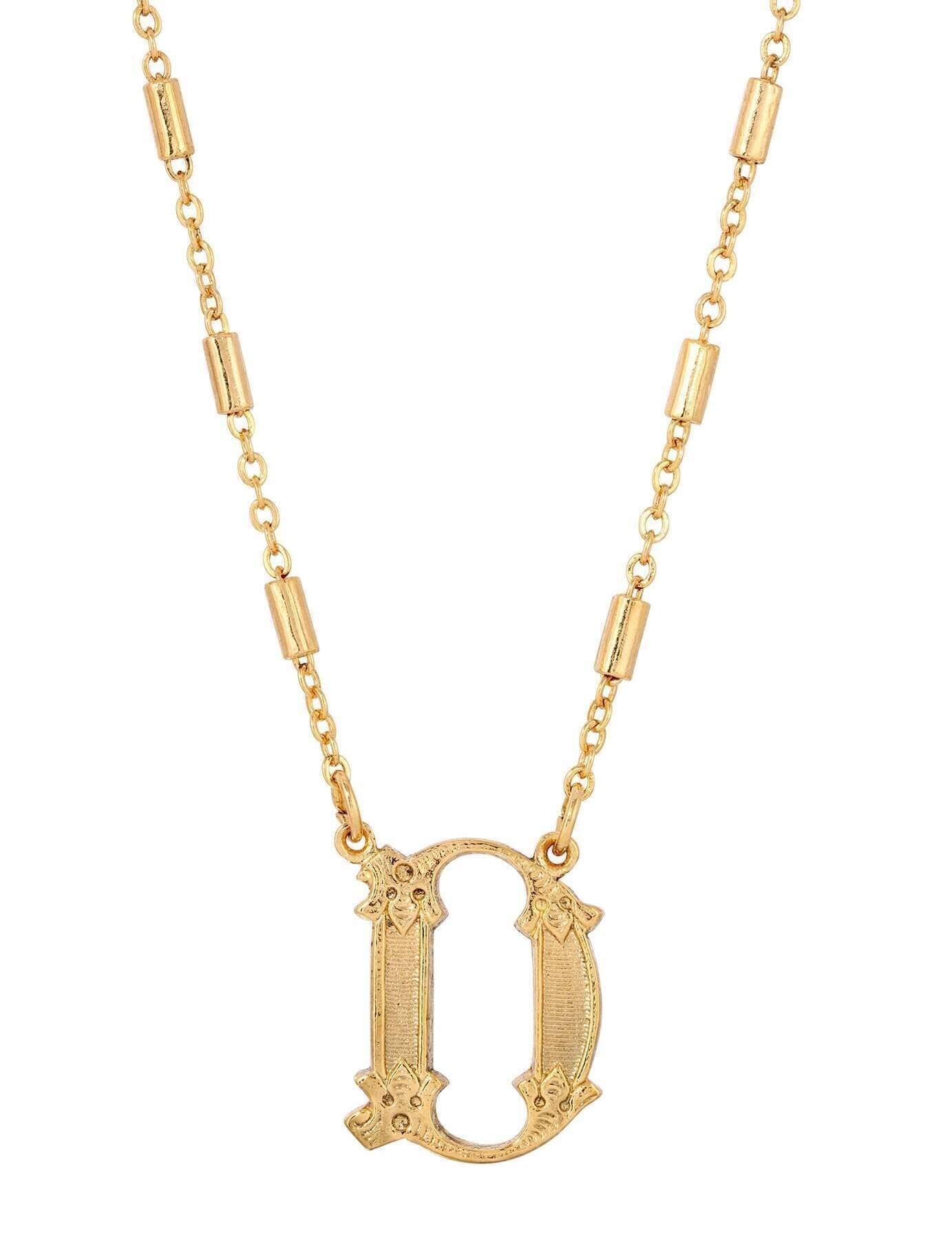 1928 Jewelry Old Fashioned Initial Pendant Necklace 15" + 3" Extender