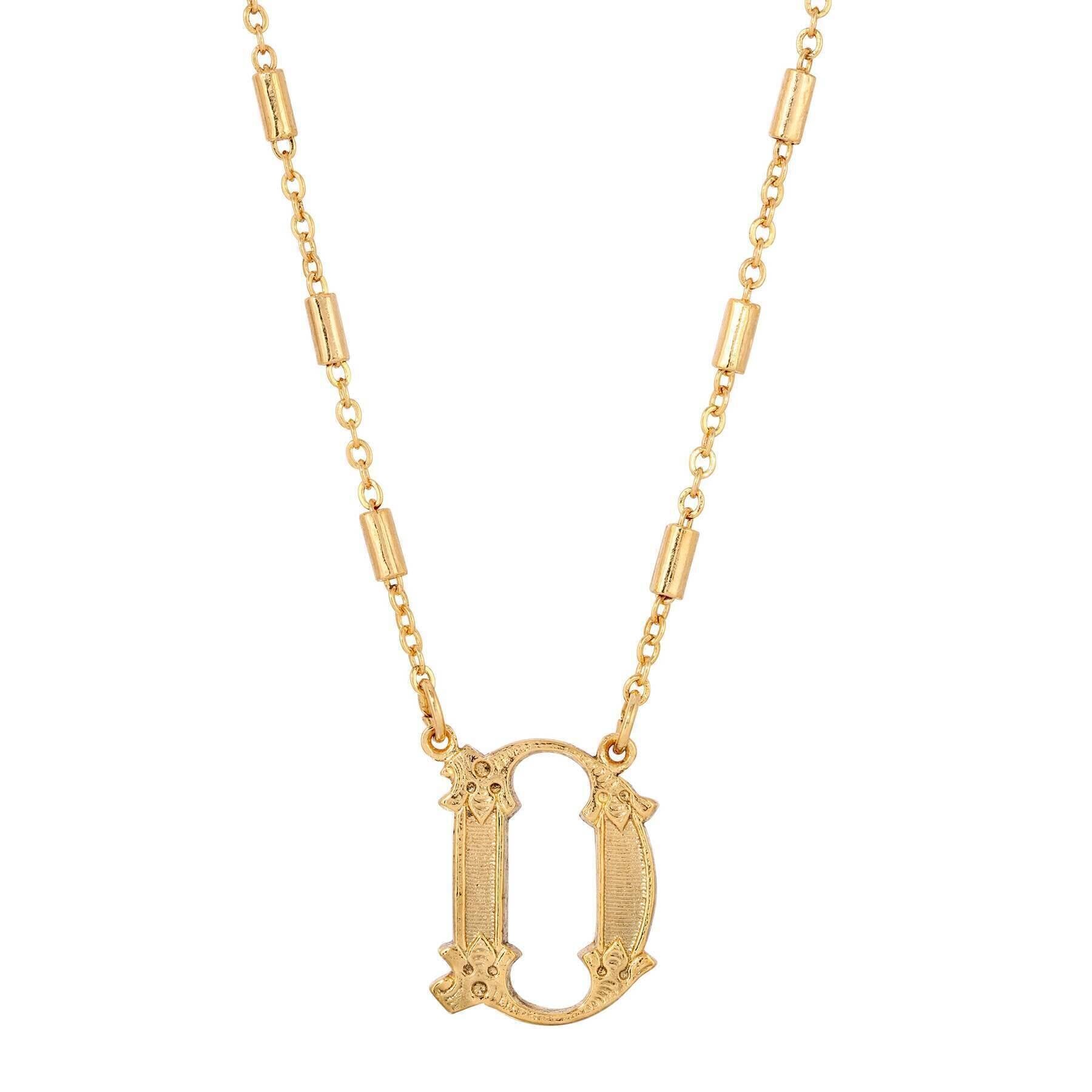 1928 Jewelry Old Fashioned Initial Pendant Necklace 15" + 3" Extender