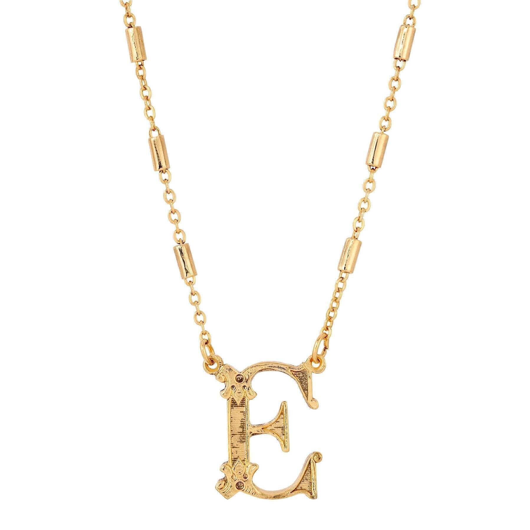 1928 Jewelry Old Fashioned Initial Pendant Necklace 15" + 3" Extender