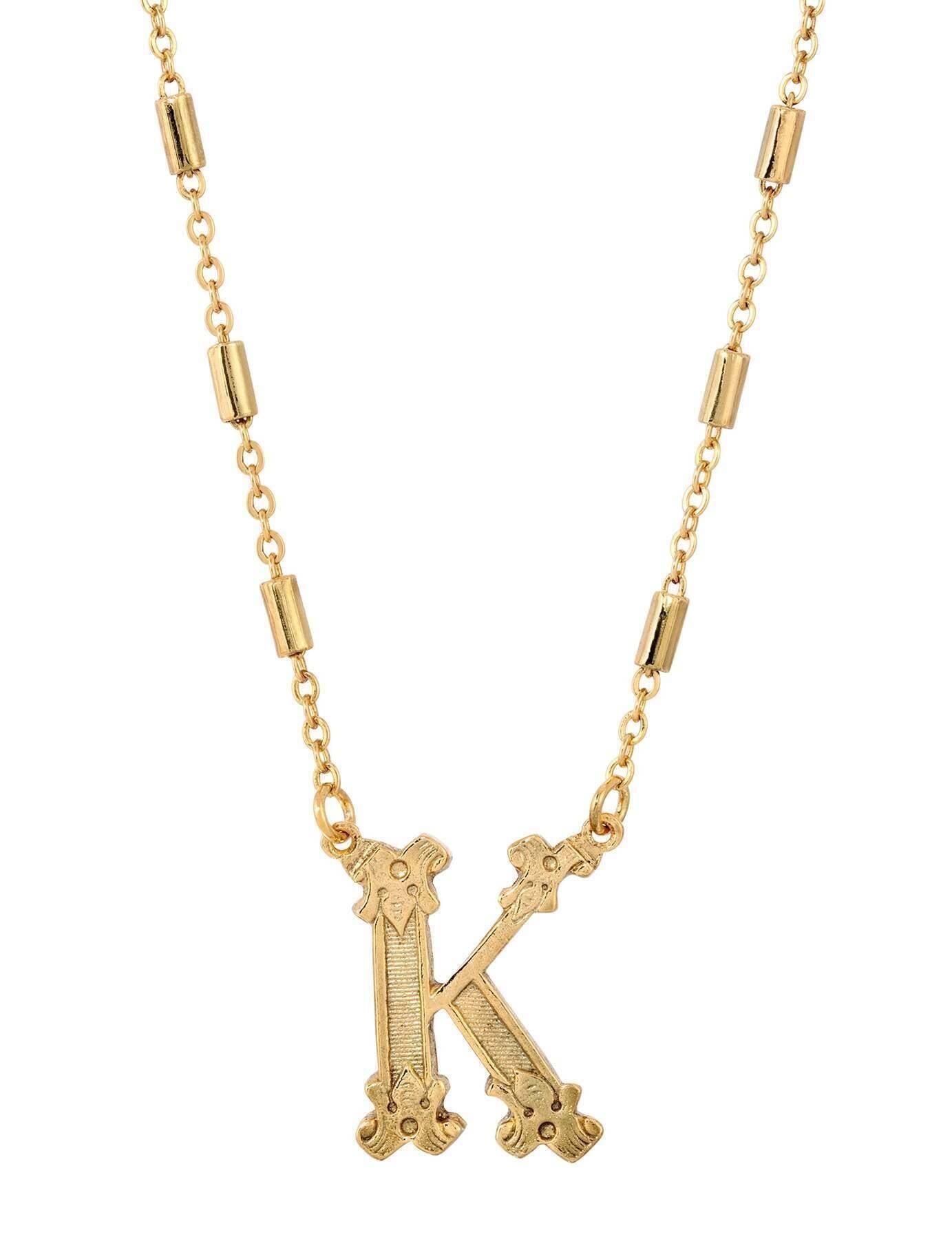 1928 Jewelry Old Fashioned Initial Pendant Necklace 15" + 3" Extender