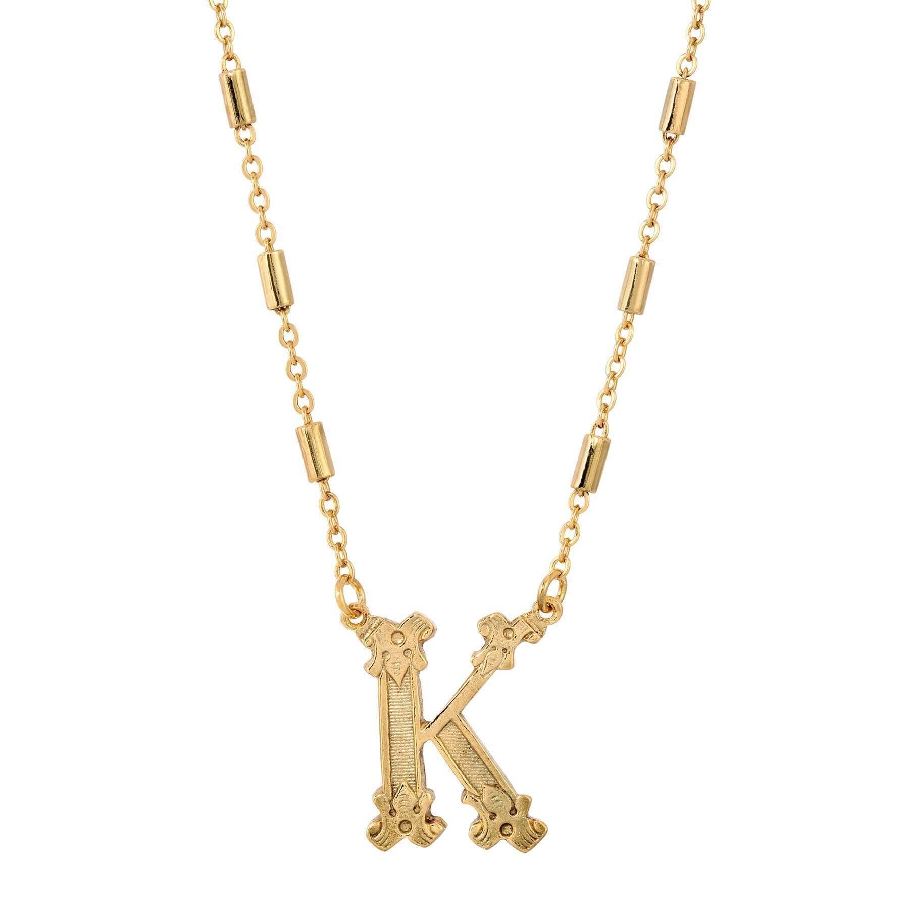 1928 Jewelry Old Fashioned Initial Pendant Necklace 15" + 3" Extender