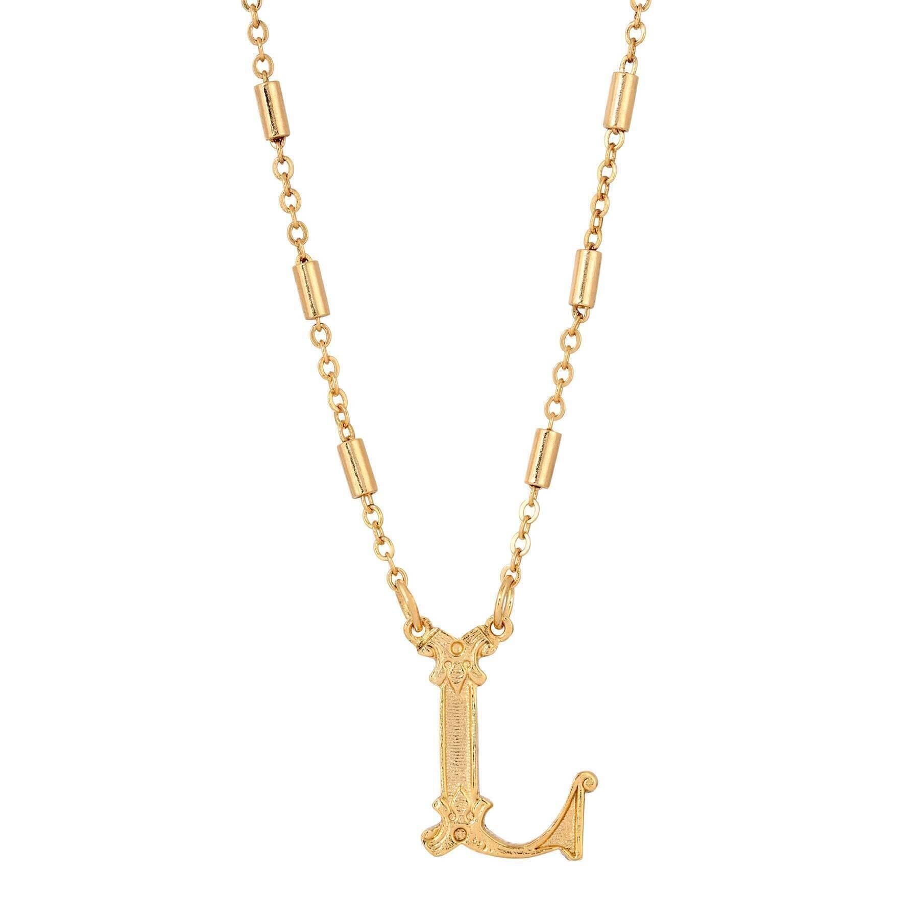 1928 Jewelry Old Fashioned Initial Pendant Necklace 15" + 3" Extender