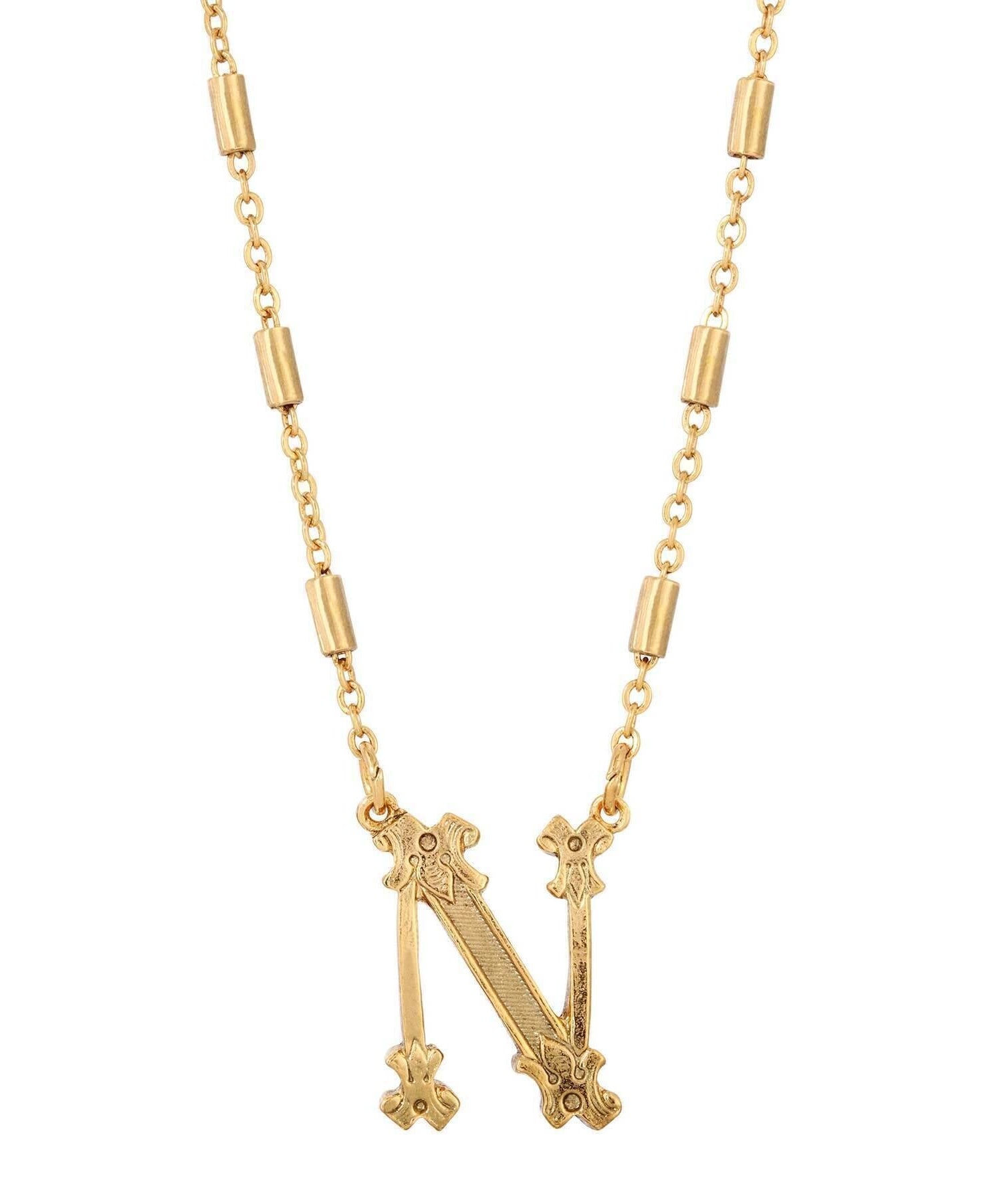 1928 Jewelry Old Fashioned Initial Pendant Necklace 15" + 3" Extender