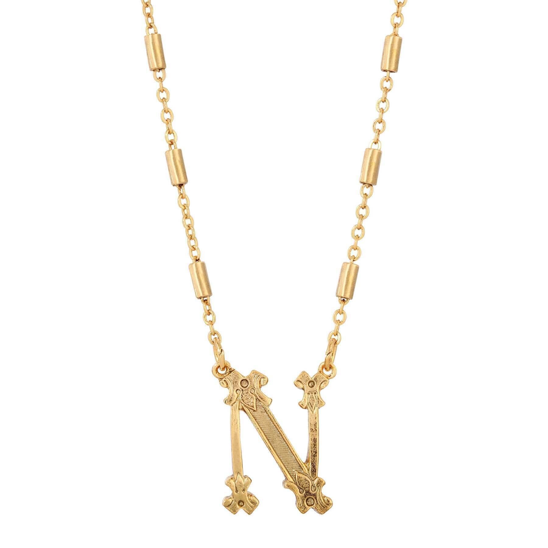 1928 Jewelry Old Fashioned Initial Pendant Necklace 15" + 3" Extender