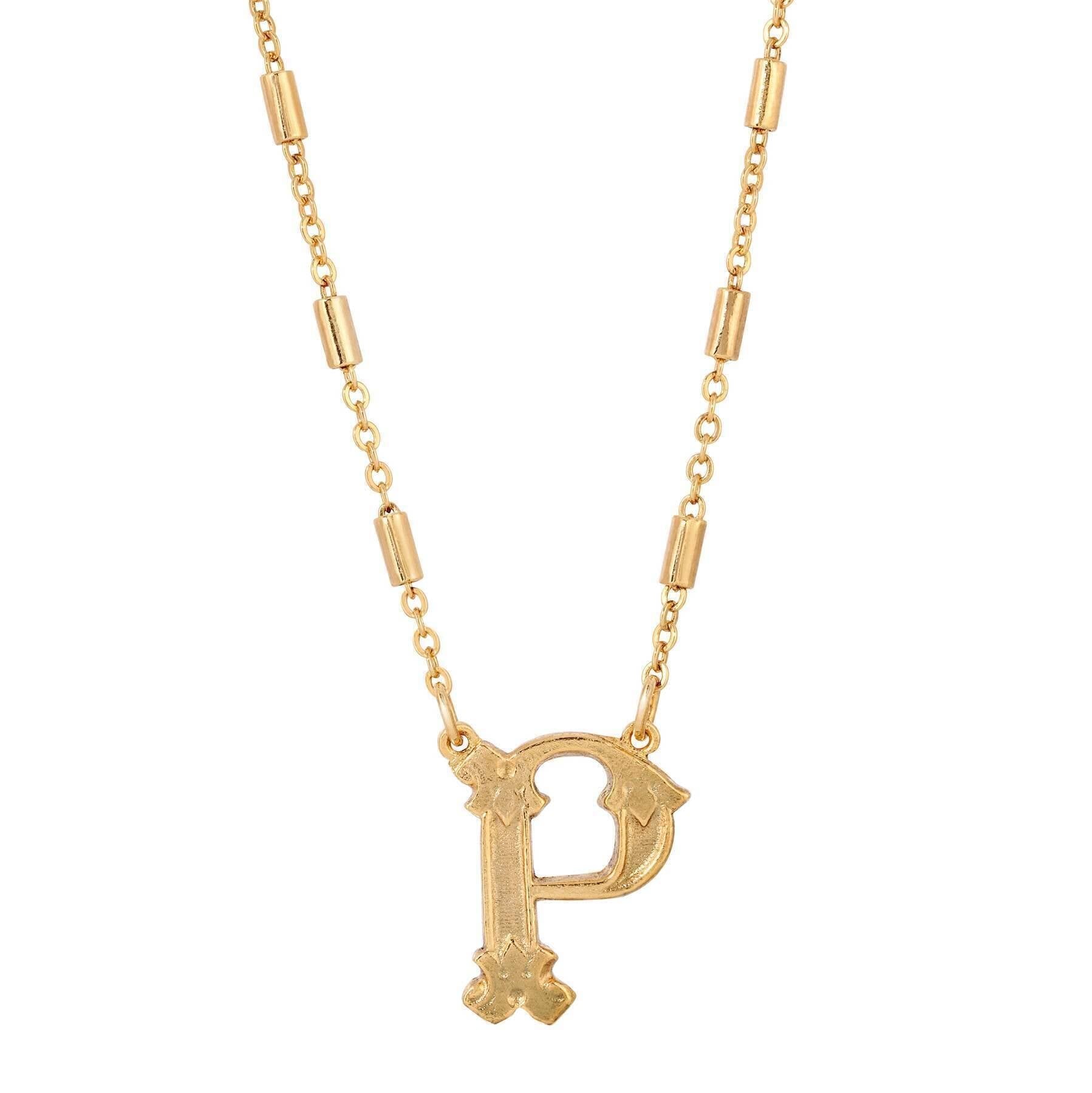 1928 Jewelry Old Fashioned Initial Pendant Necklace 15" + 3" Extender