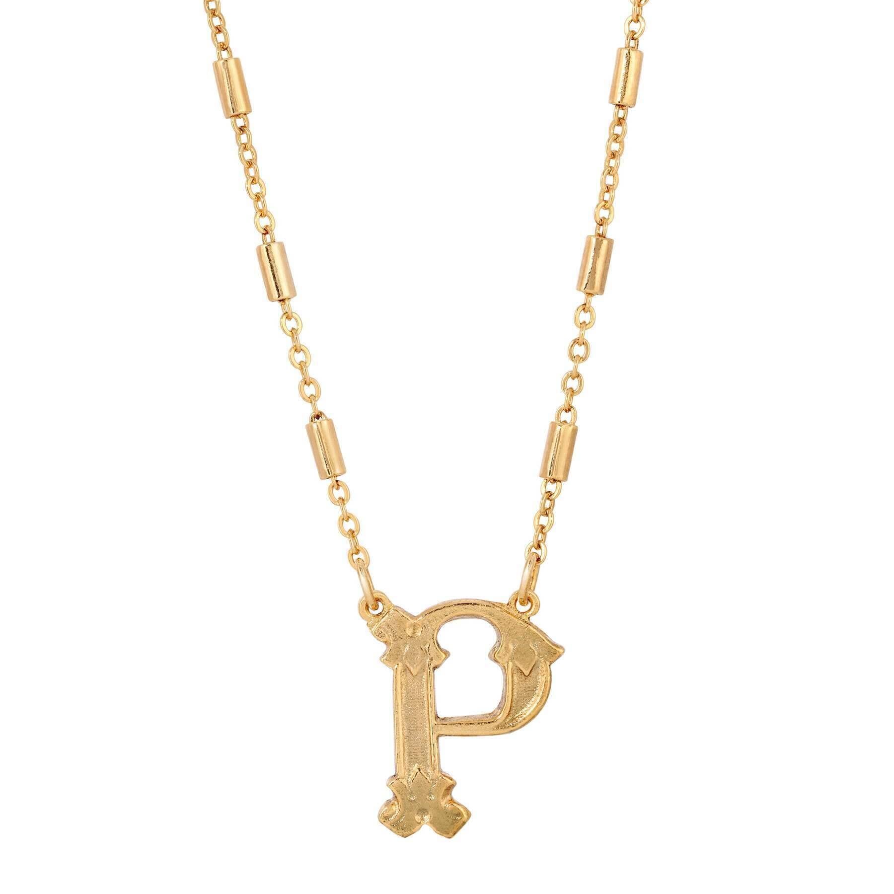 1928 Jewelry Old Fashioned Initial Pendant Necklace 15" + 3" Extender