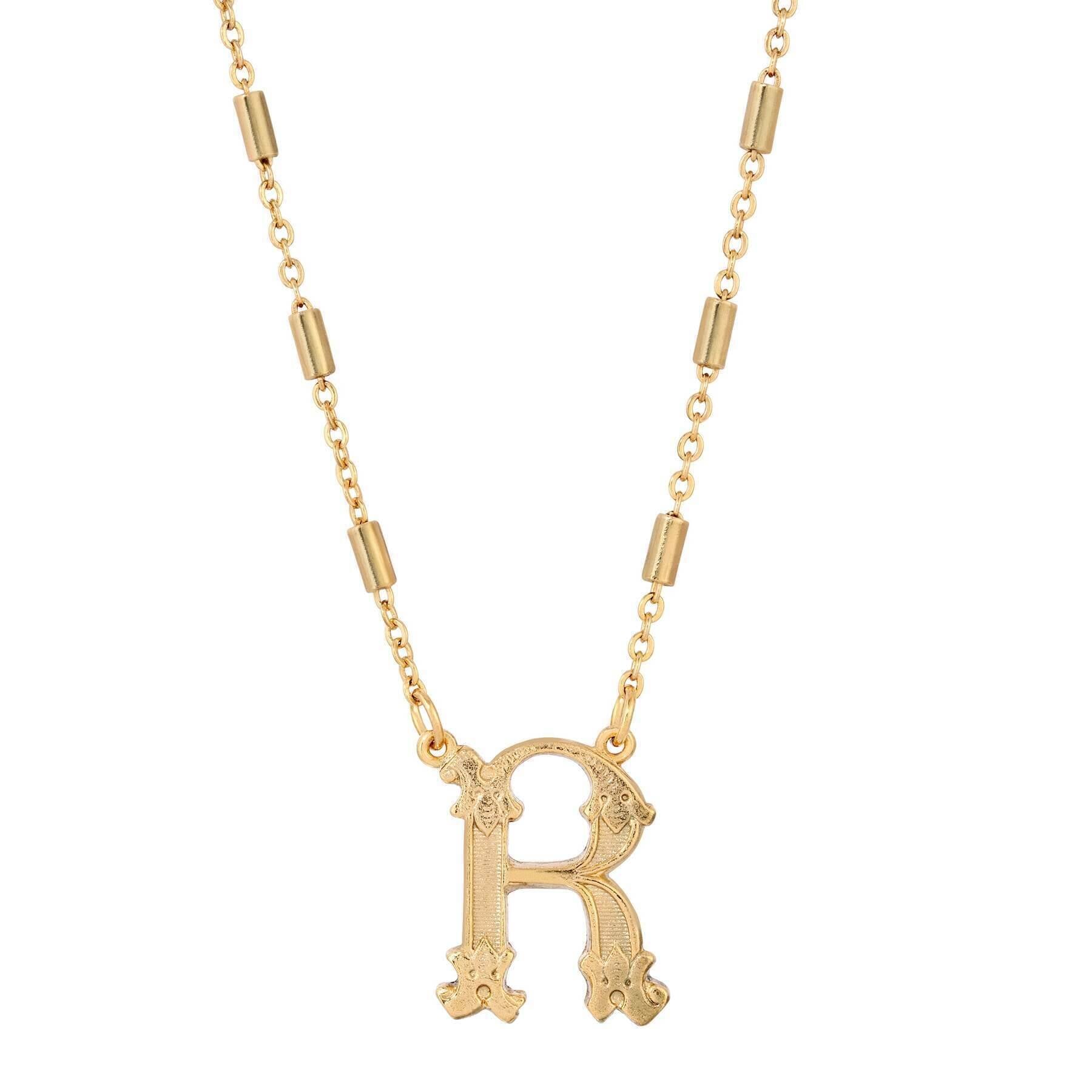 1928 Jewelry Old Fashioned Initial Pendant Necklace 15" + 3" Extender