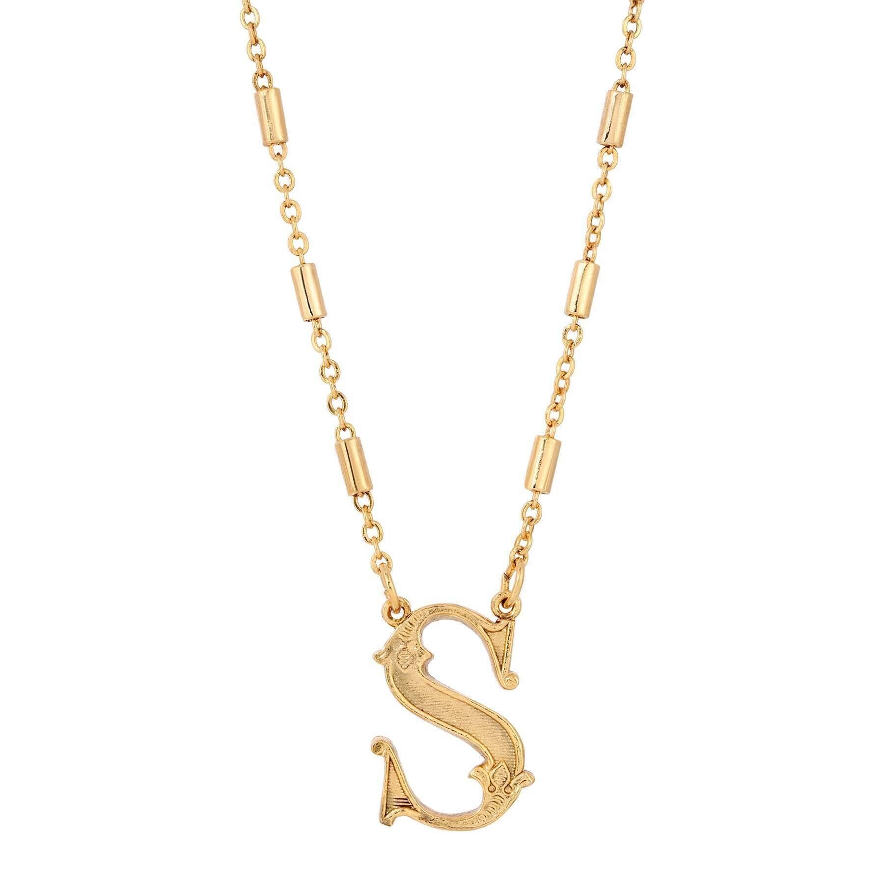 1928 Jewelry Old Fashioned Initial Pendant Necklace 15" + 3" Extender