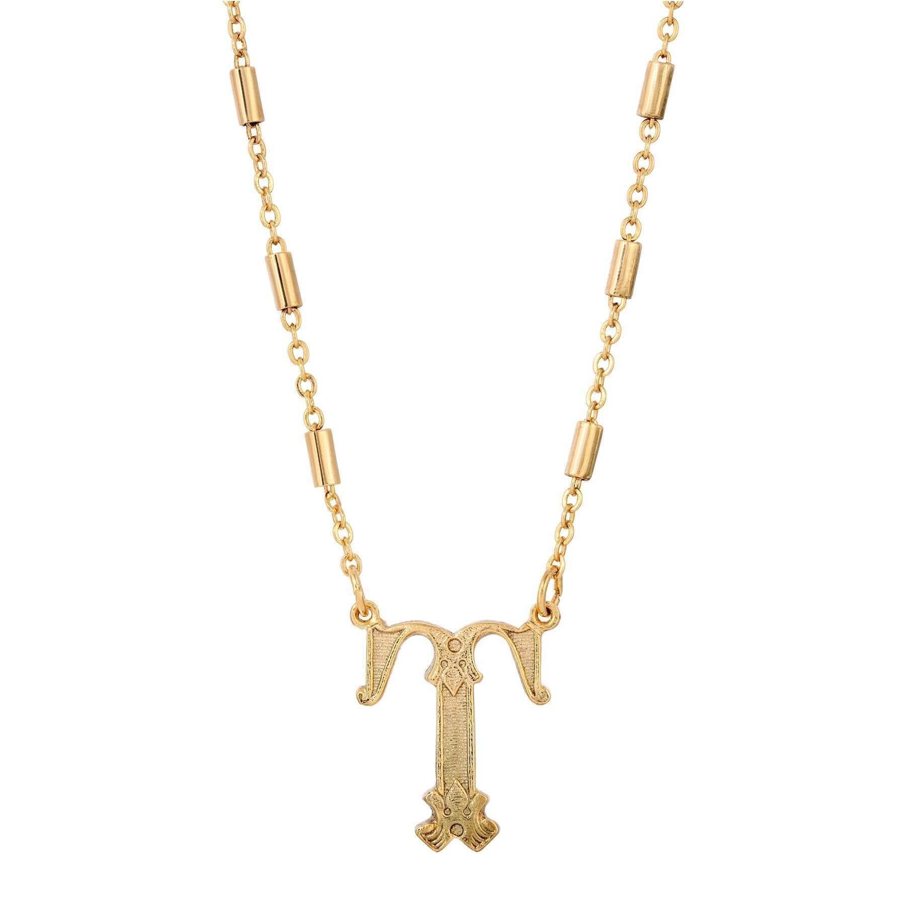 1928 Jewelry Old Fashioned Initial Pendant Necklace 15" + 3" Extender