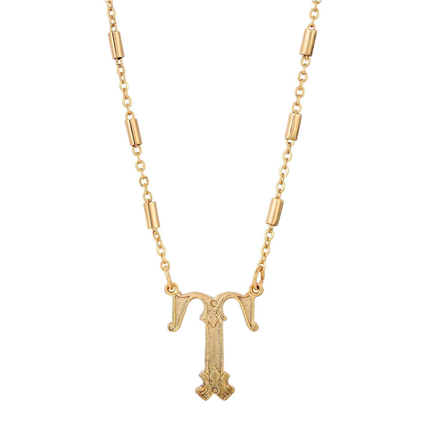 1928 Jewelry Old Fashioned Initial Pendant Necklace 15" + 3" Extender