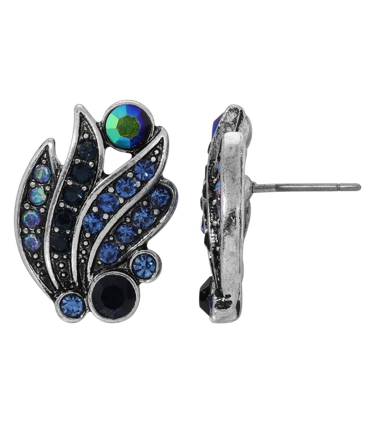 Regency Giovane Iridescent AB Crystal & Blue Stone Post Earrings