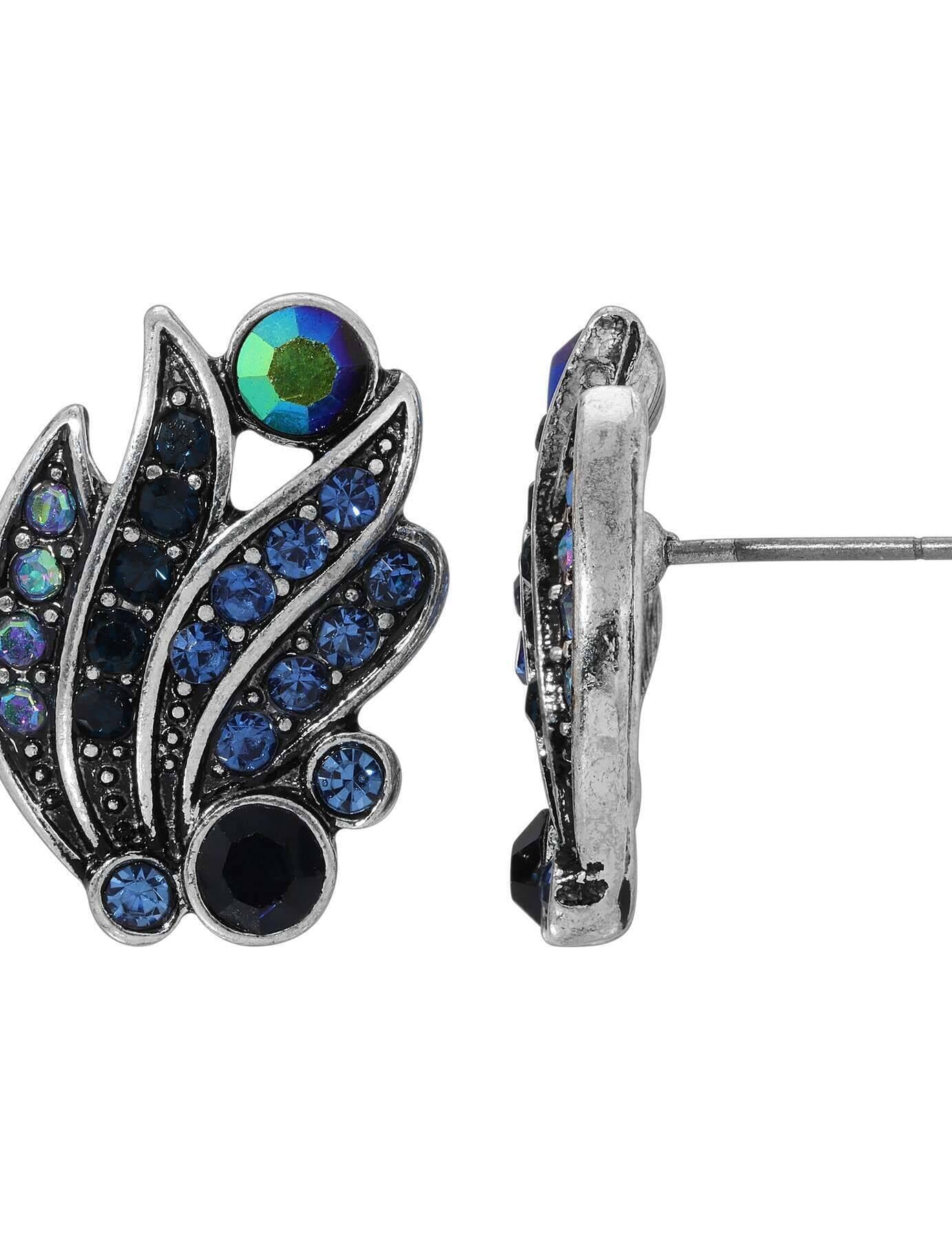 Regency Giovane Iridescent AB Crystal & Blue Stone Post Earrings