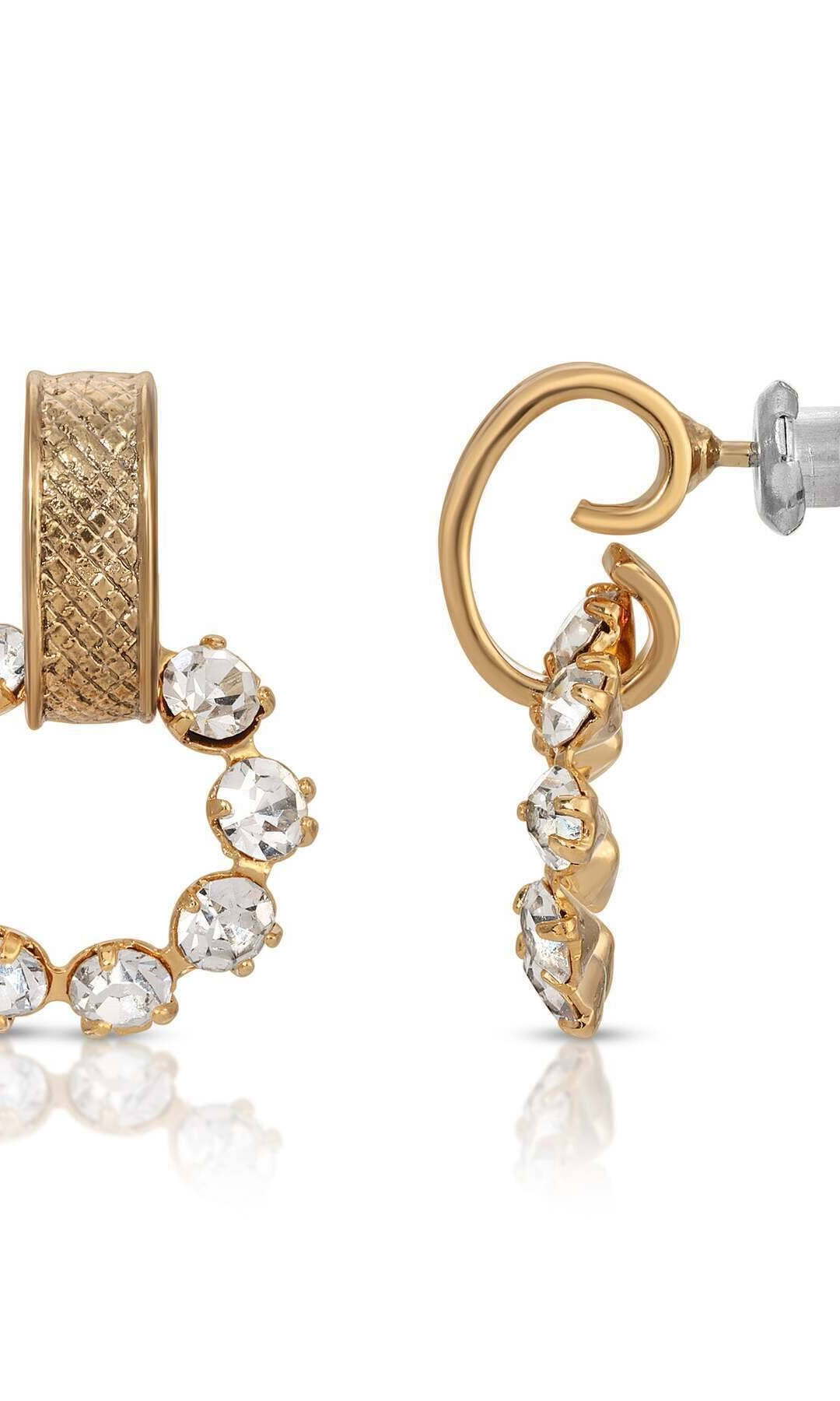 1928 Jewelry Crystal Hoop Post Drop Earrings