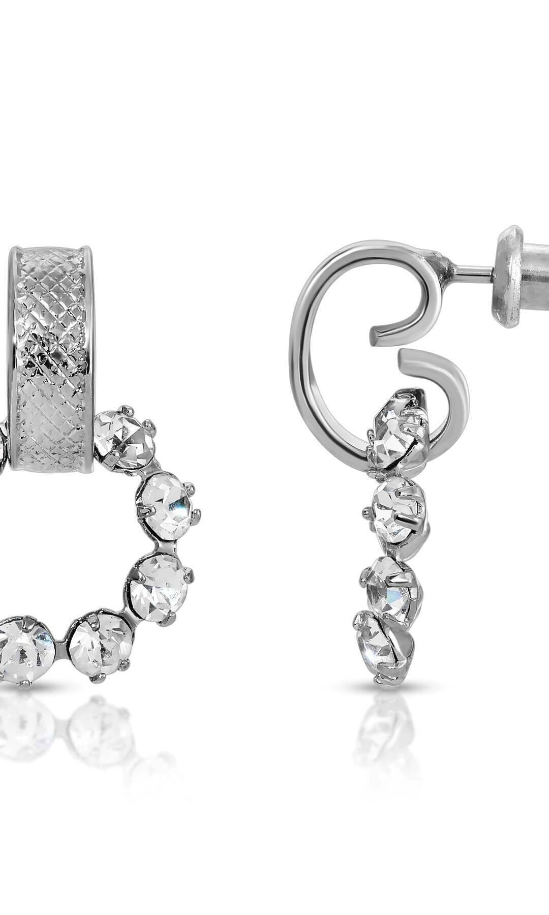 1928 Jewelry Crystal Hoop Post Drop Earrings