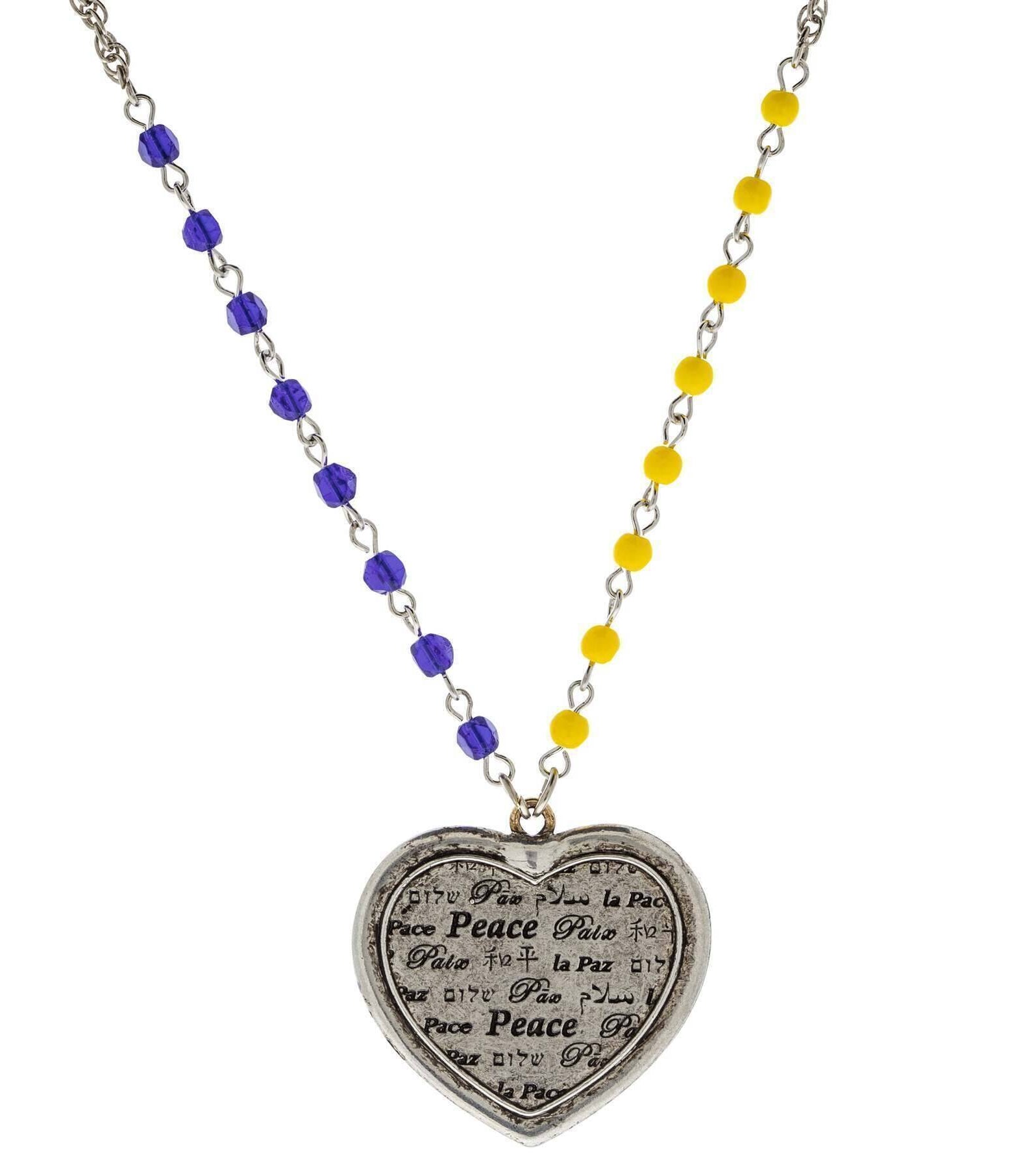 1928 Jewelry Ukraine Peace Heart Pendant Necklace 28"