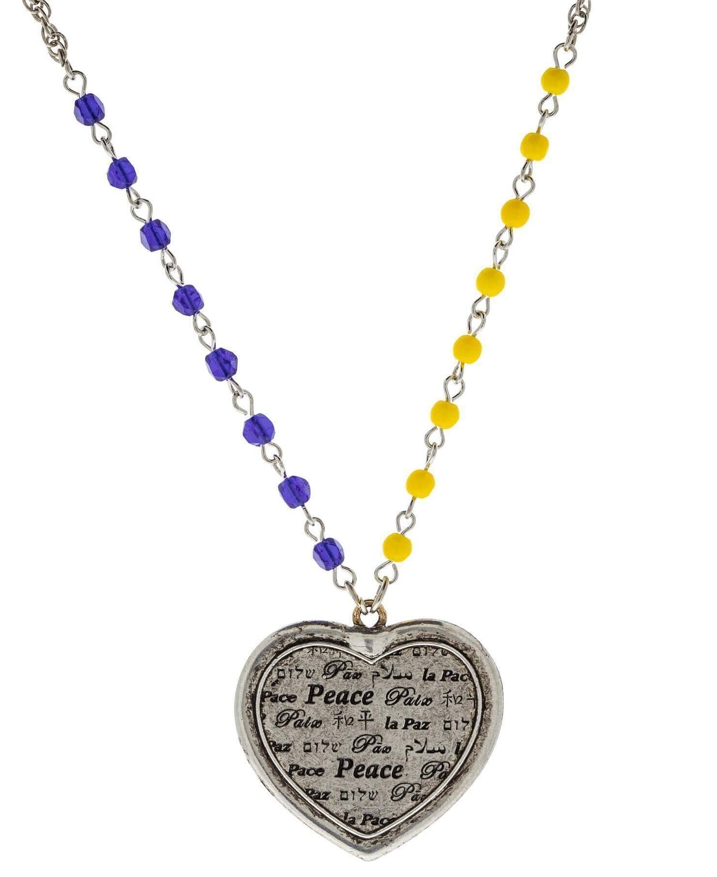 1928 Jewelry Ukraine Peace Heart Pendant Necklace 28"