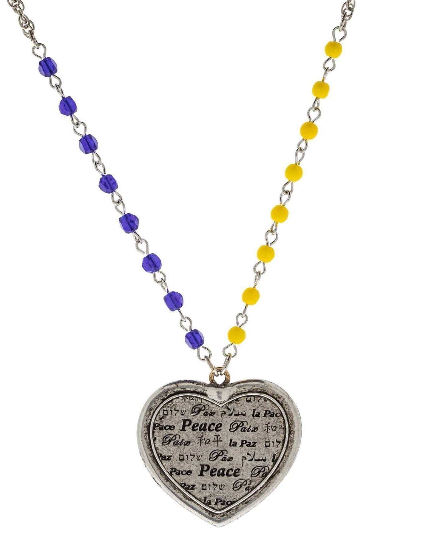1928 Jewelry Ukraine Peace Heart Pendant Necklace 28"