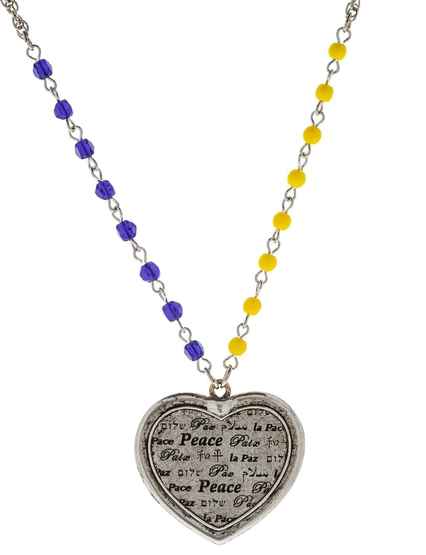 1928 Jewelry Ukraine Peace Heart Pendant Necklace 28"