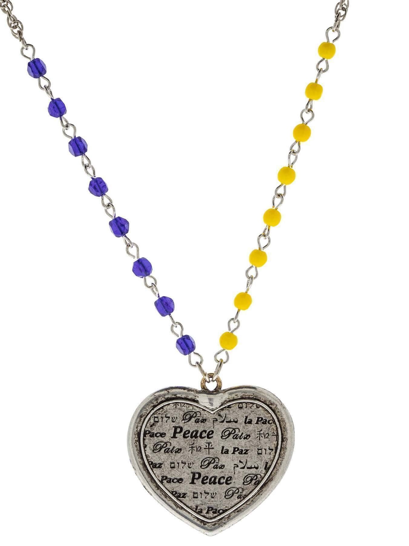 1928 Jewelry Ukraine Peace Heart Pendant Necklace 28"