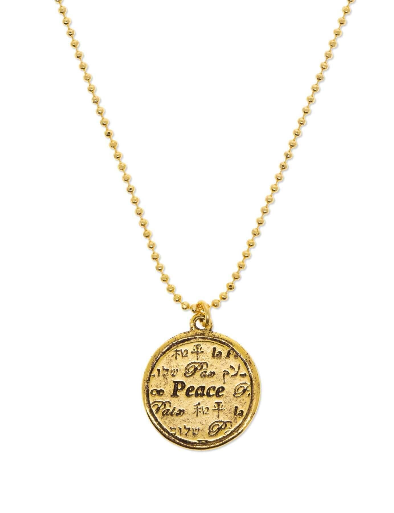 1928 Jewelry Multilingual Peace Pendant Necklace 16"
