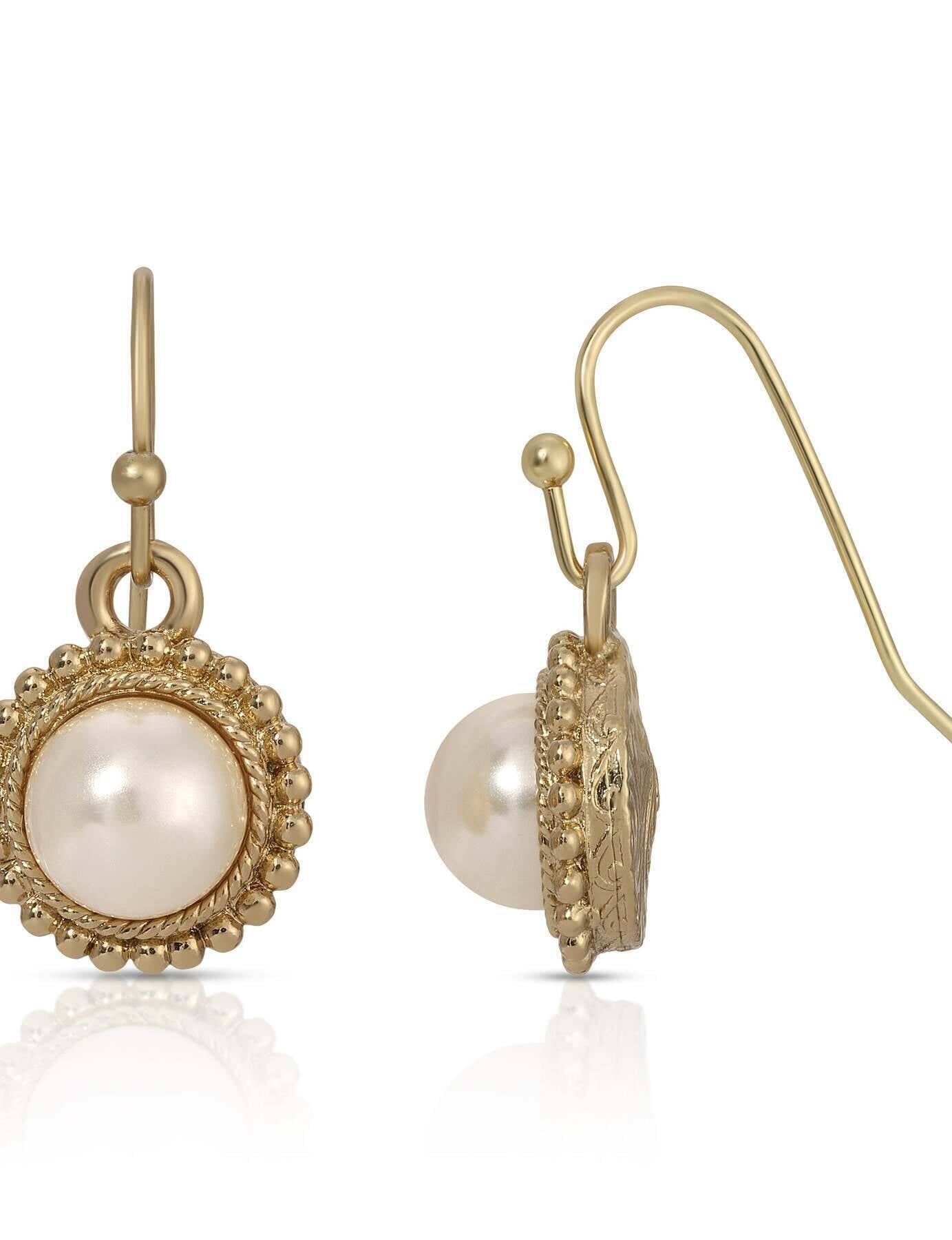 1928 Jewelry Sunshine Faux Pearl Drop Earrings