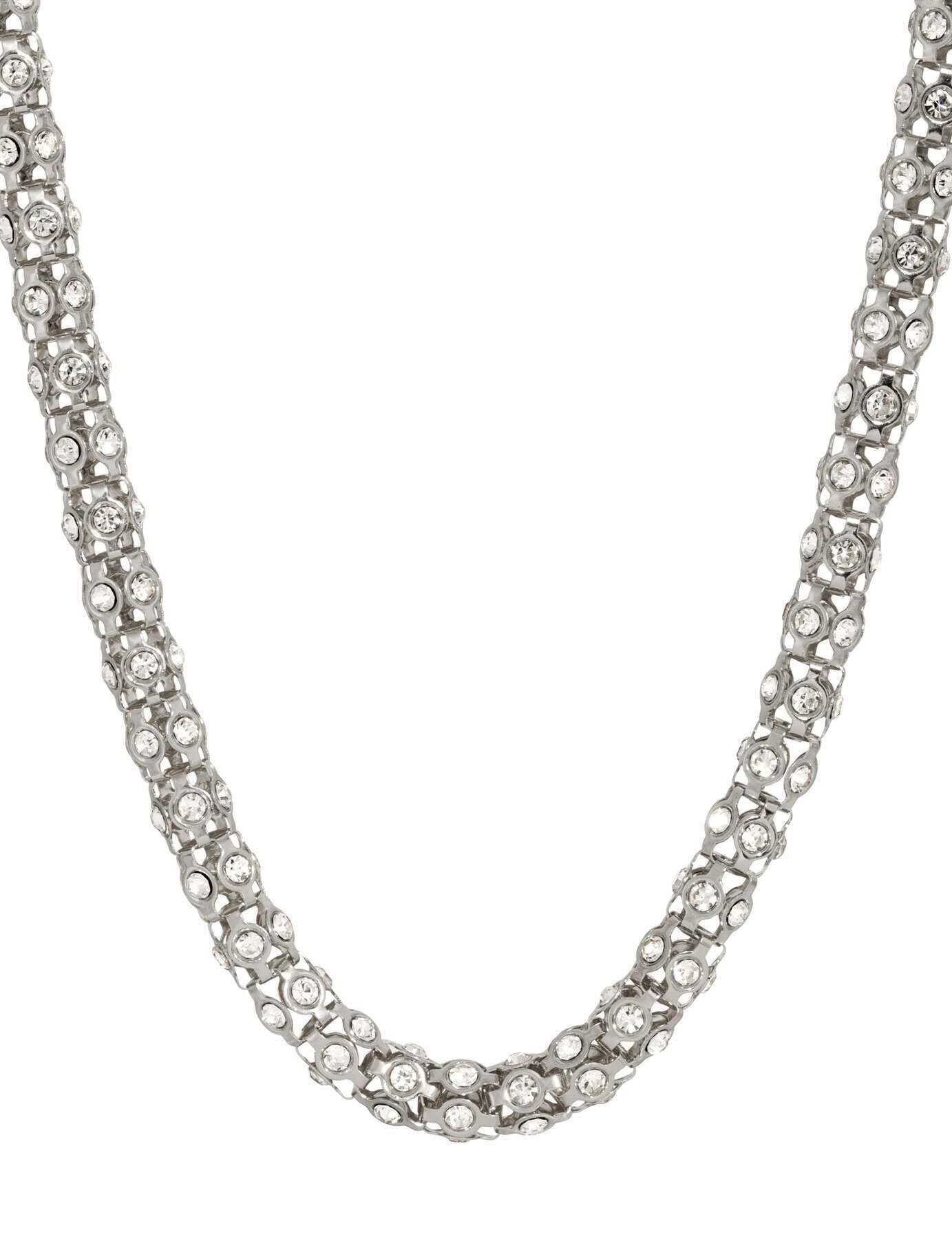 1928 Jewelry Dresden Pave Crystal Necklace 15" + 3" Extender