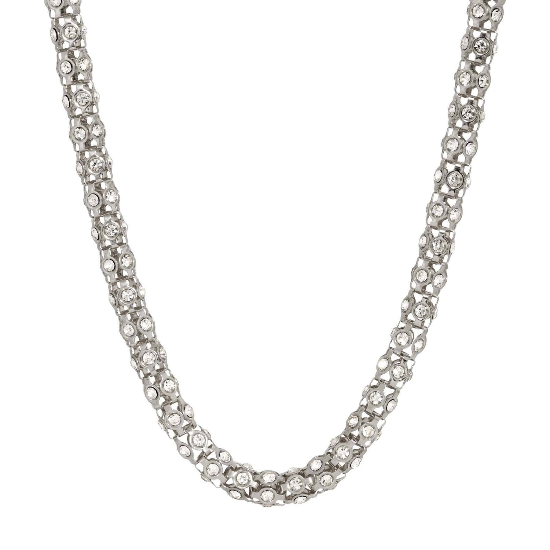 1928 Jewelry Dresden Pave Crystal Necklace 15" + 3" Extender