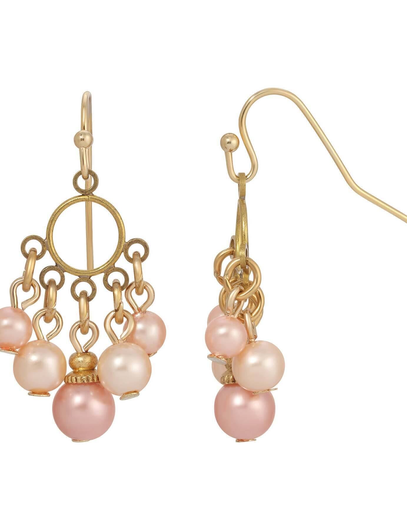 1928 Jewelry Rosabella Dangling Multicolor Faux Pearl Earrings