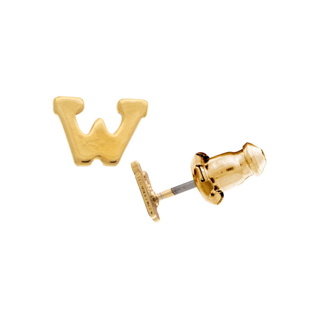 14k gold dipped initial button earrings