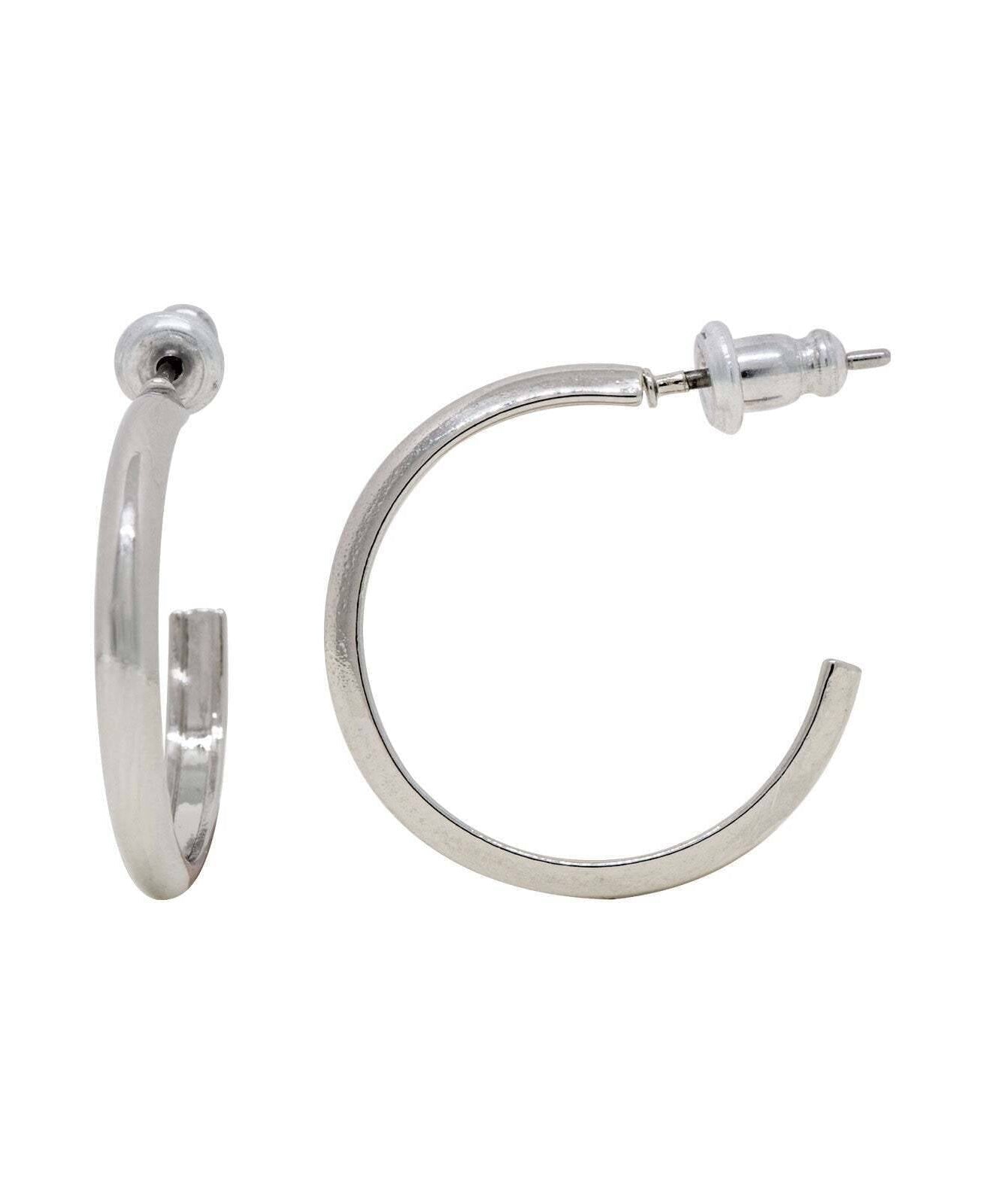 1928 Jewelry Polished Silver Small Hoop Earrings