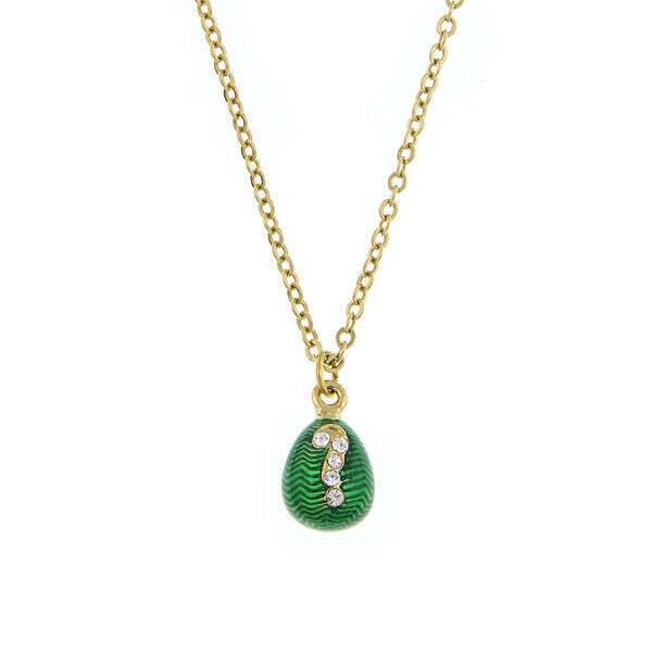 1928 Jewelry Cobra Crystal Accent Green Egg Pendant Necklace 18"