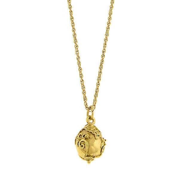 1928 Jewelry Gold Egg Pendant Necklace 16" + 3" Extender