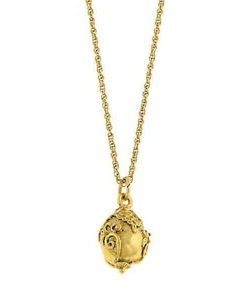 1928 Jewelry Gold Egg Pendant Necklace 16" + 3" Extender